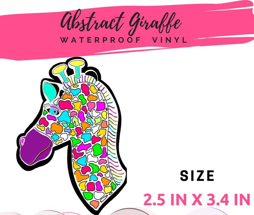 Abstract Giraffe waterproof sticker size dimensions.