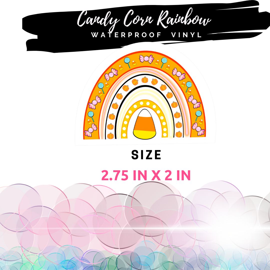 Candy Corn Rainbow waterproof sticker size dimensions.