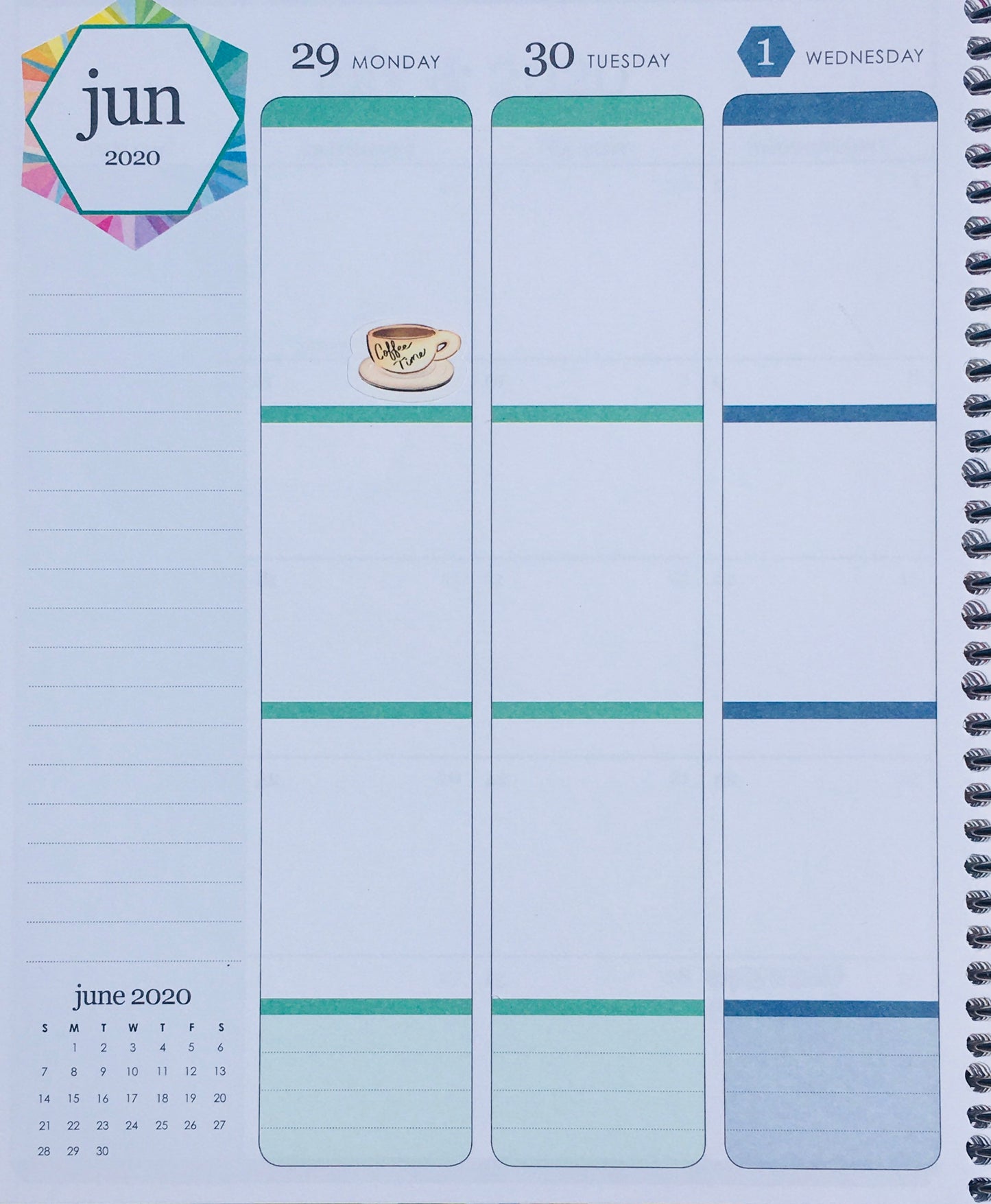 A single Coffee Time sticker in an Erin Condren Life Planner.